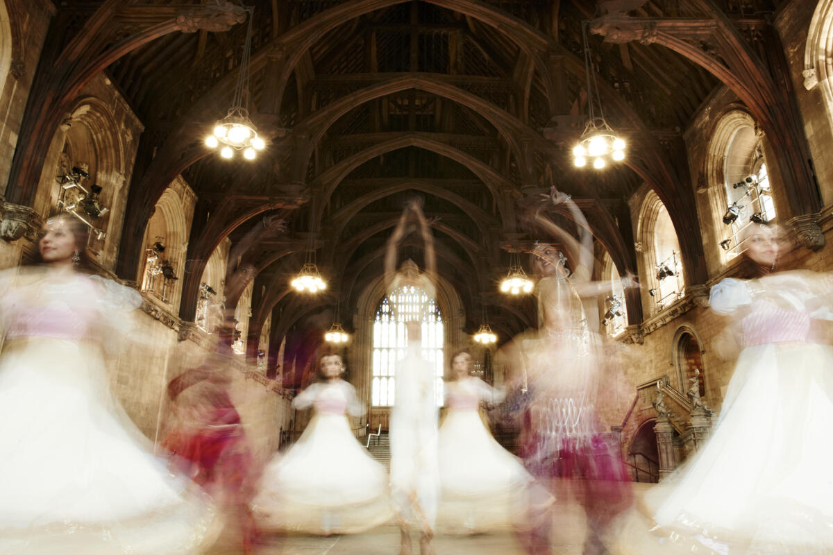 group of dancers performing in a church