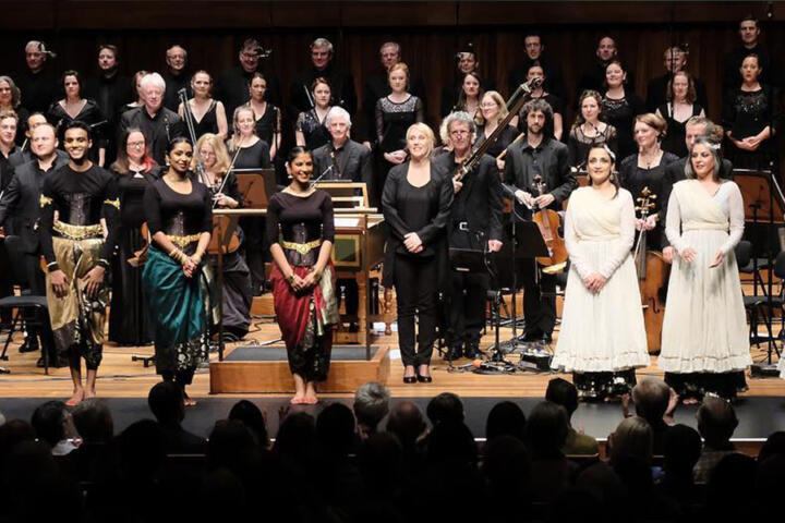 Akademi artists taking a bow at BBC Singers Concert, credit Mark Allen