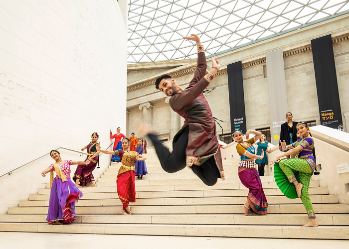 Dancers on steps at the British Museam