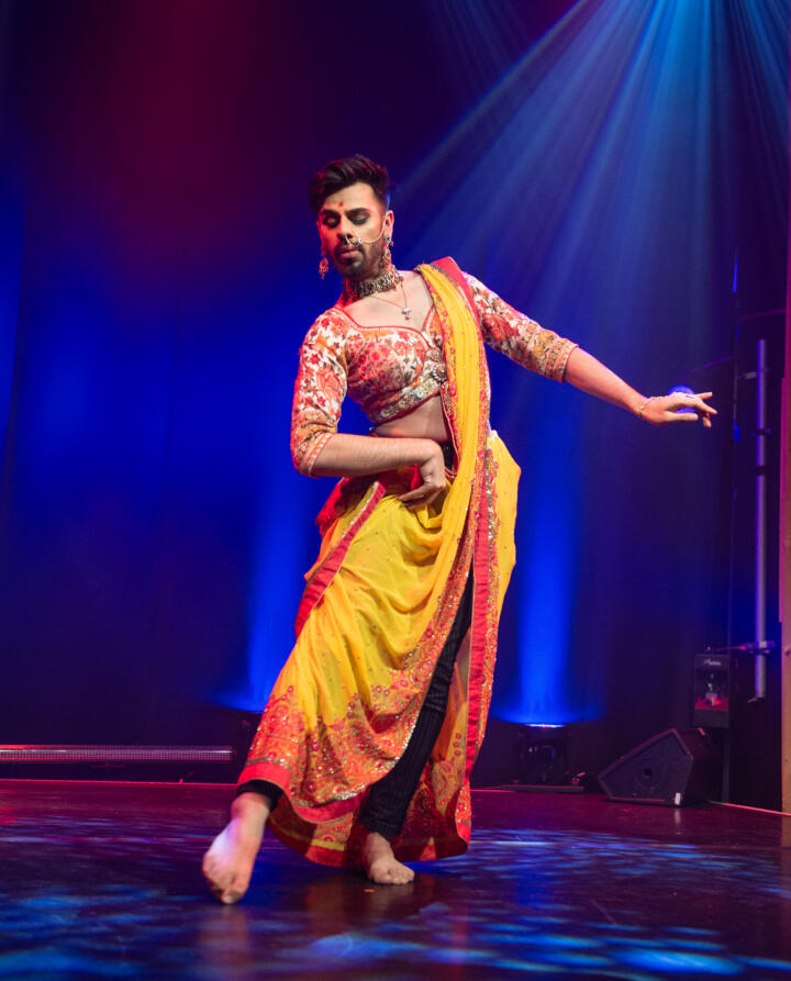 South Asian dancer performing on stage