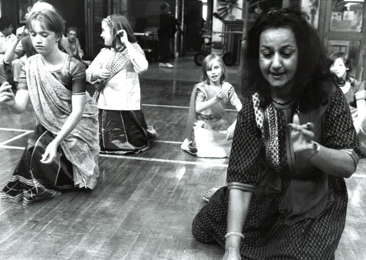 Primary school children during a dance workshop