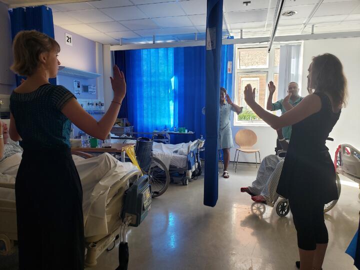 Dance Well in wards at Newham Hospital 2019, artists - Georgia Cornwell and Sophie Holland