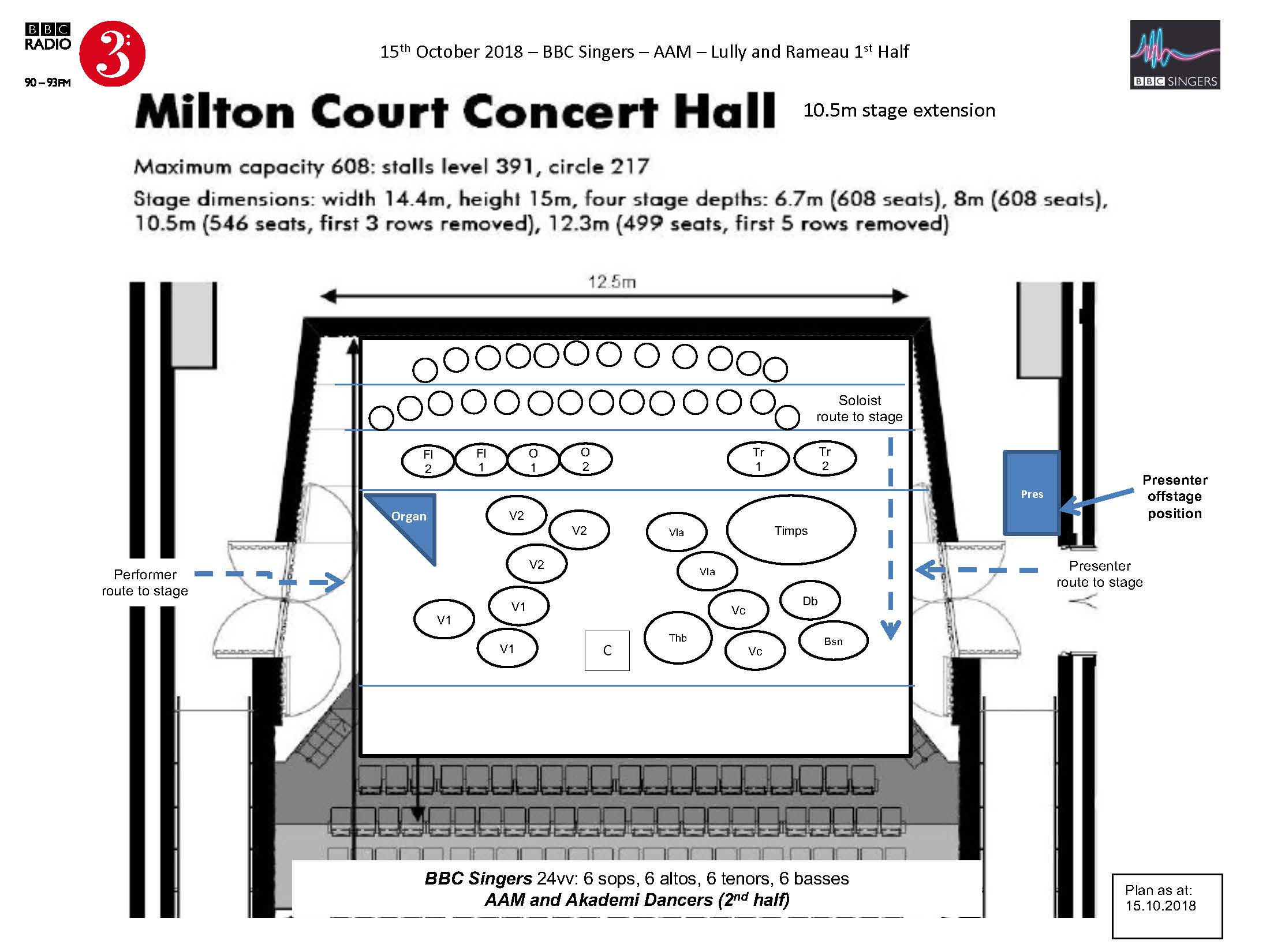 Stage layout for BBC Singers Concert First Half