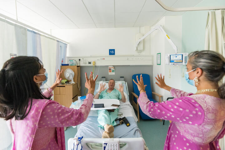Patients were invited to join in from the bedside