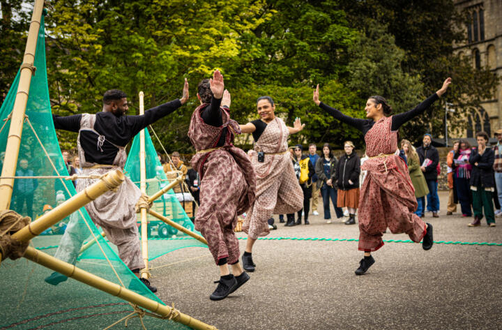 group of dancers performing outdoors