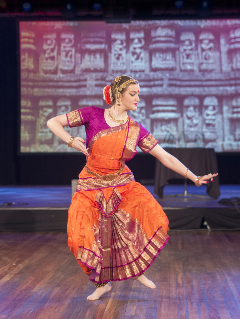 South Asian dance artist in ornate dress
