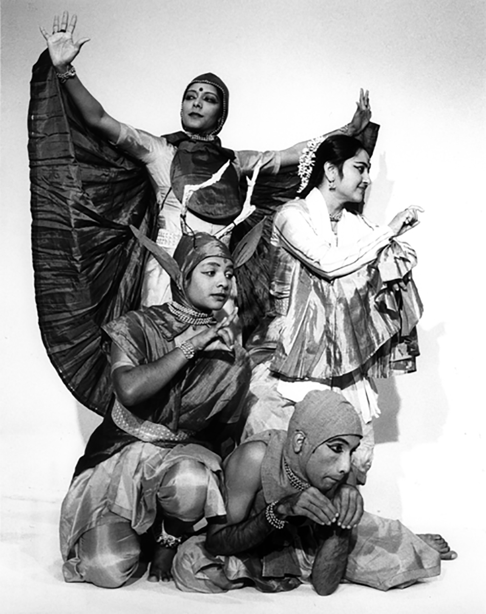 black and white photo of dancers in costume