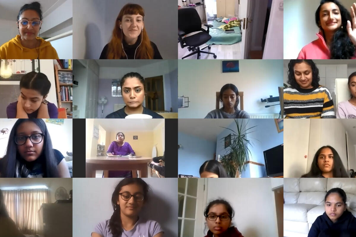 composite photo of a group of people during a zoom call